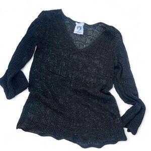 Black V-Neck Knit Sweater